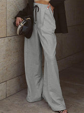 Causal Solid Color High-Waist Wide-Legs Pant